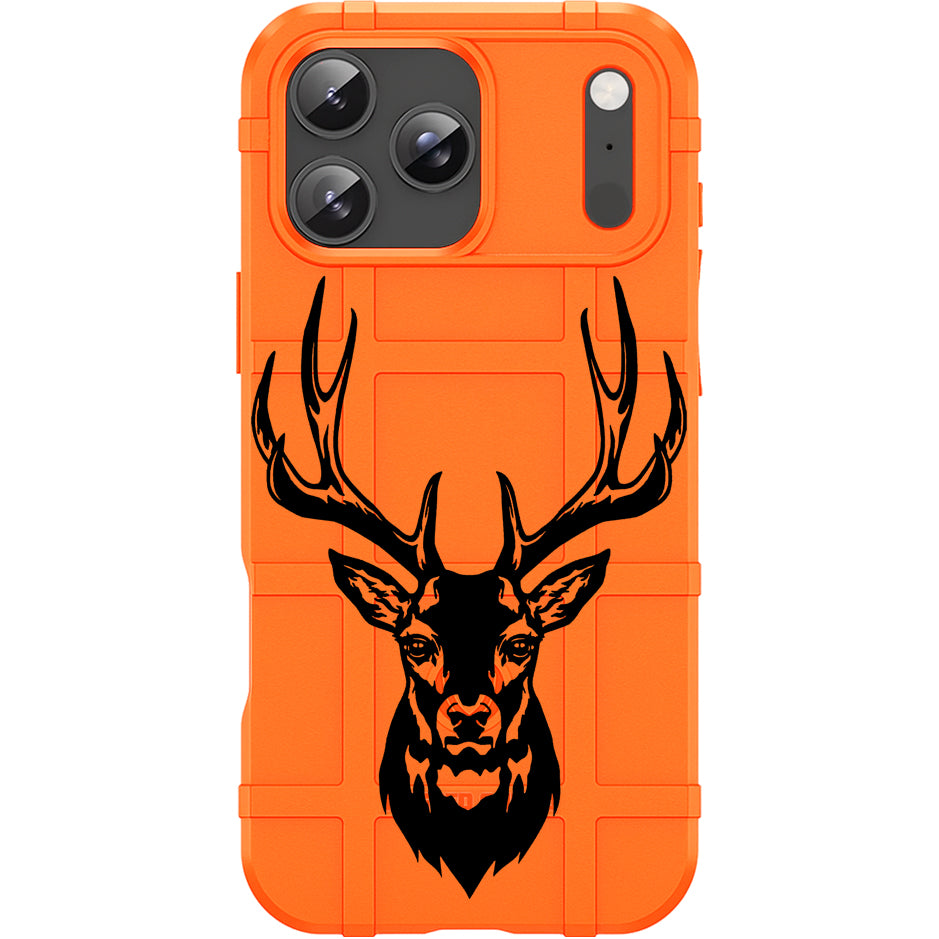Orange Rugged Shield TPU Case with MagSafe Ring - Deer Skull Design for iPhone 17 Pro & 17 Pro Max phone models