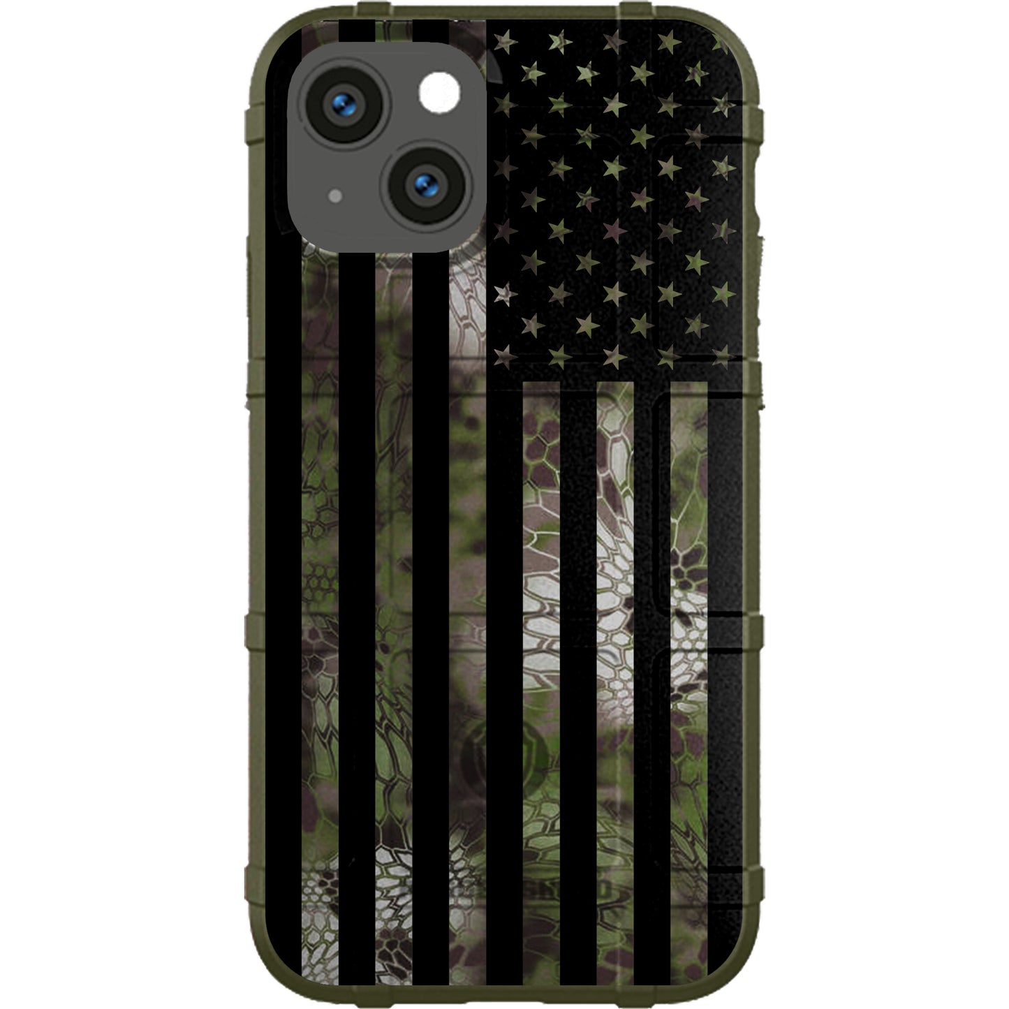 US Flag Subdued over Kryptek Camouflage Custom Printed Case Design (Choose Your Color Camo)