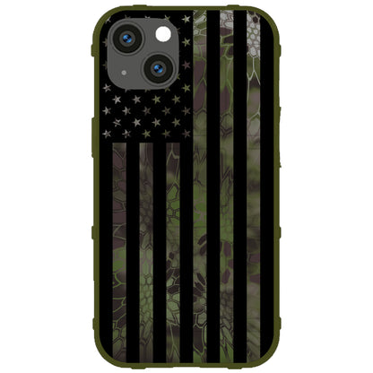 US Flag Subdued over Kryptek Camouflage Custom Printed Case Design (Choose Your Color Camo)