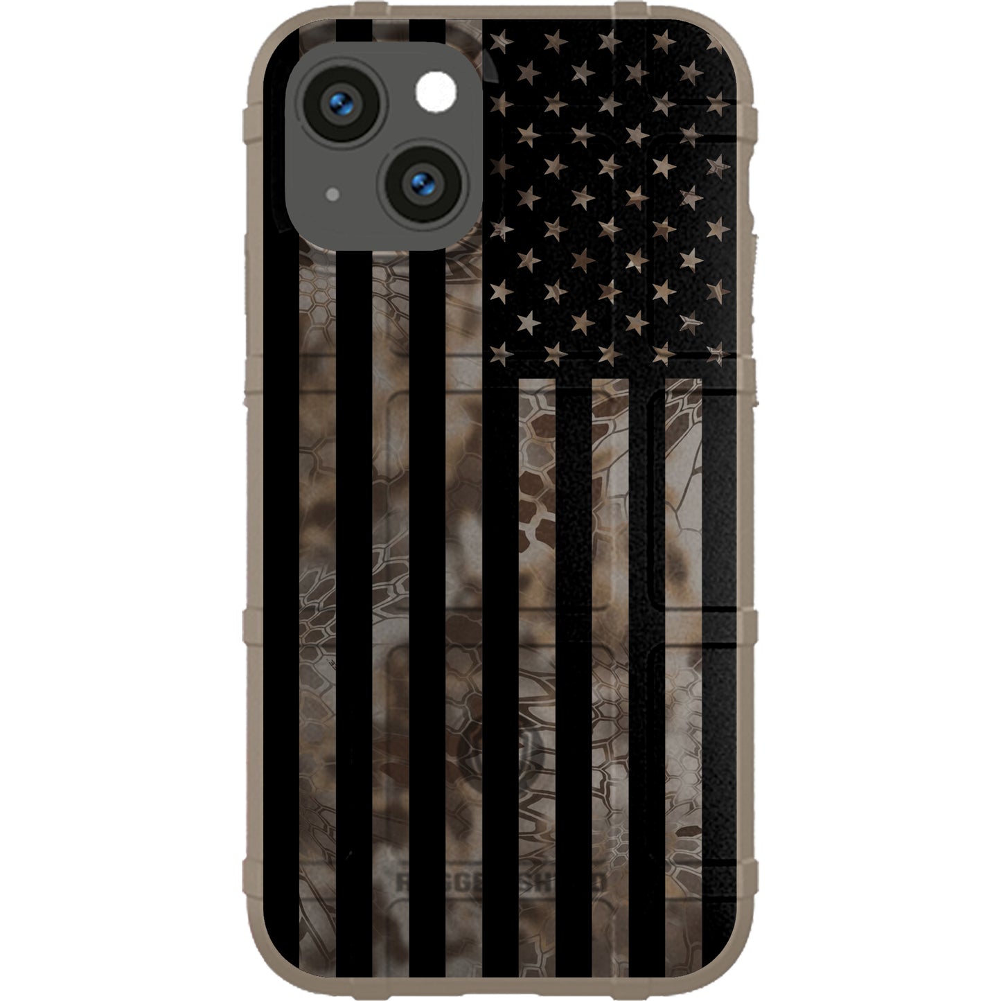 US Flag Subdued over Kryptek Camouflage Custom Printed Case Design (Choose Your Color Camo)