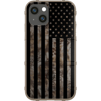 US Flag Subdued over Kryptek Camouflage Custom Printed Case Design (Choose Your Color Camo)