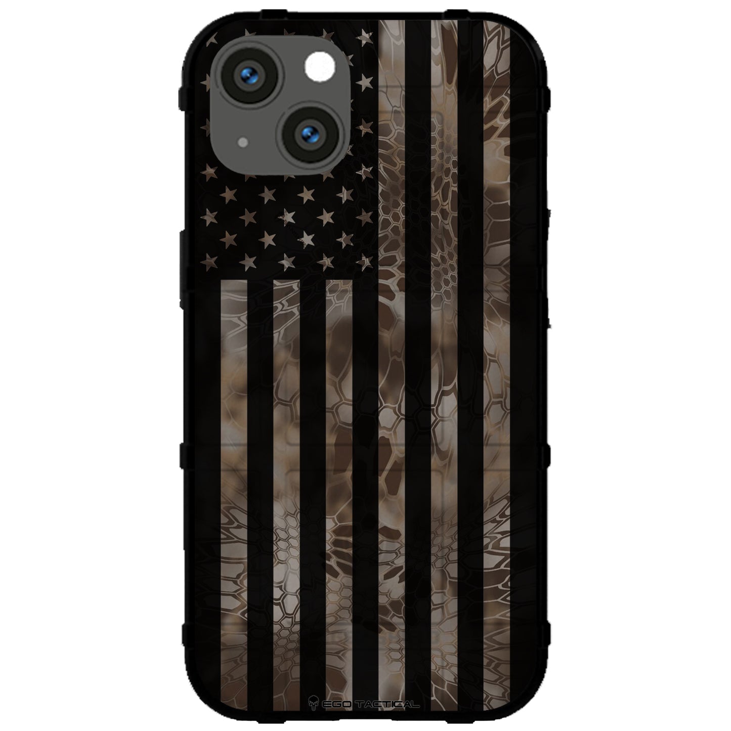 US Flag Subdued over Kryptek Camouflage Custom Printed Case Design (Choose Your Color Camo)