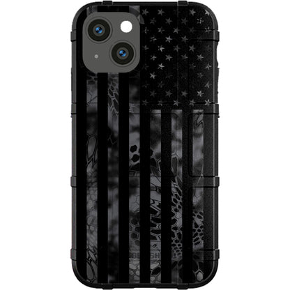 US Flag Subdued over Kryptek Camouflage Custom Printed Case Design (Choose Your Color Camo)