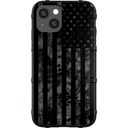 US Flag Subdued over Kryptek Camouflage Custom Printed Case Design (Choose Your Color Camo)