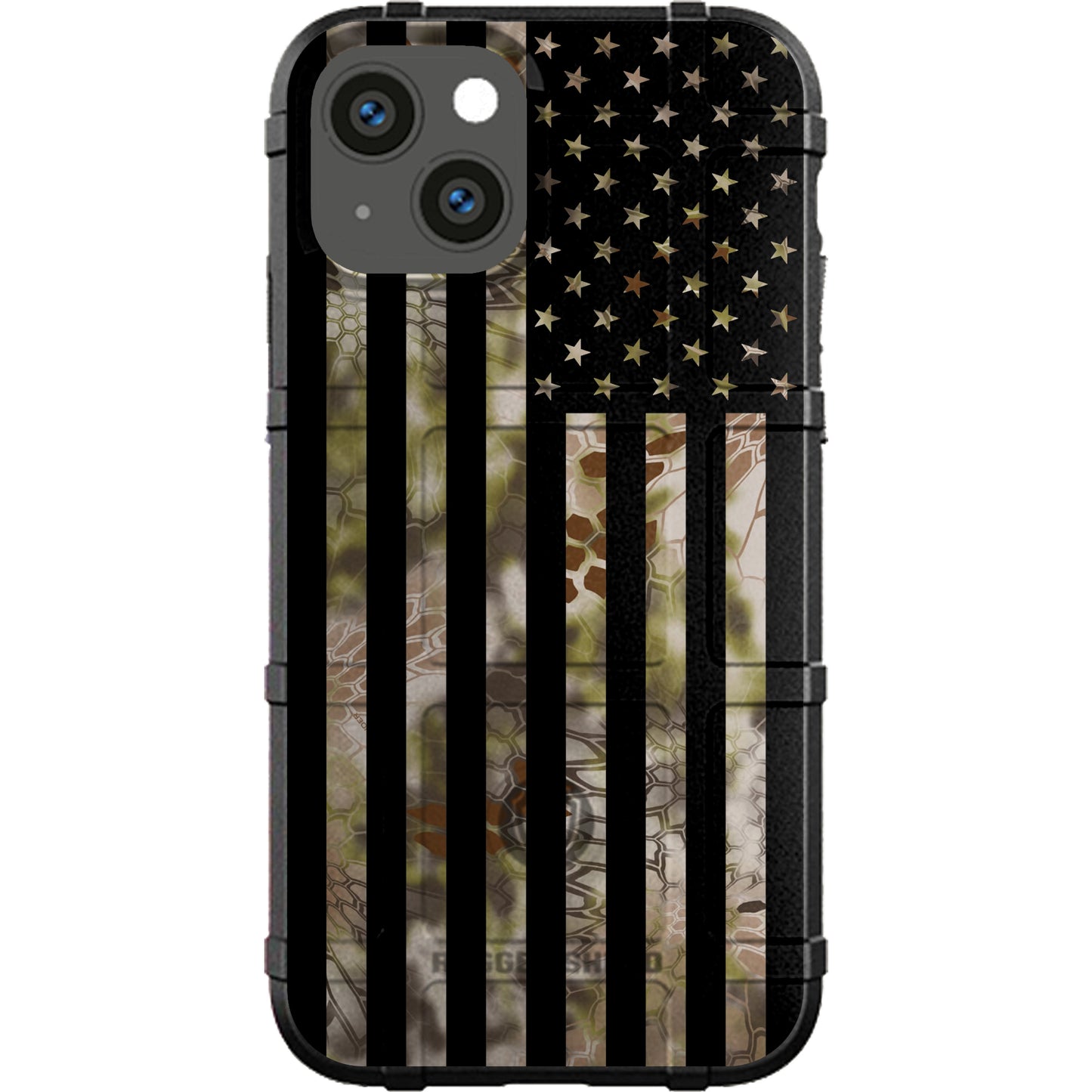 US Flag Subdued over Kryptek Camouflage Custom Printed Case Design (Choose Your Color Camo)