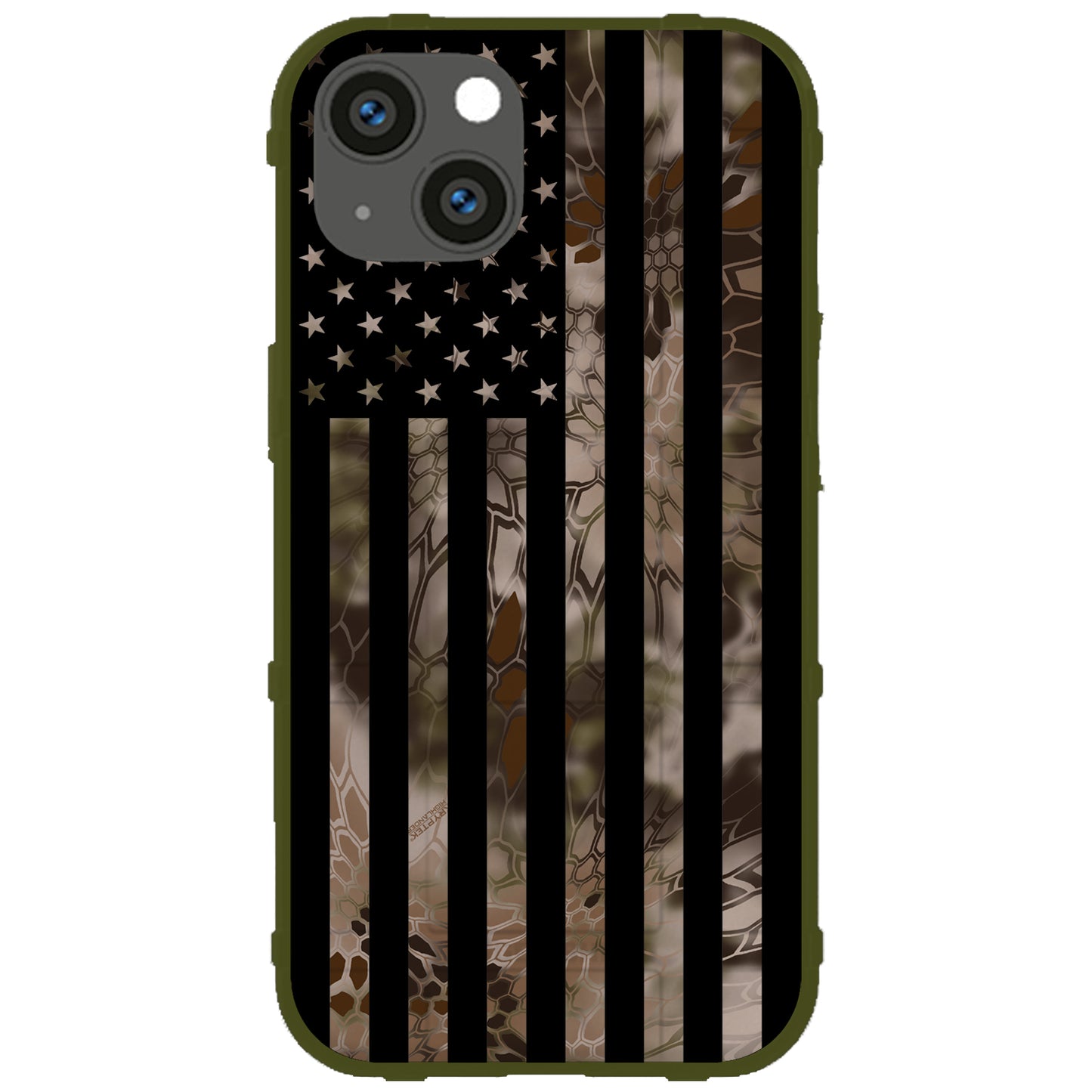 US Flag Subdued over Kryptek Camouflage Custom Printed Case Design (Choose Your Color Camo)