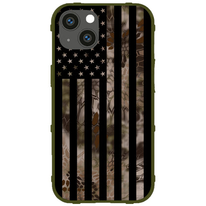 US Flag Subdued over Kryptek Camouflage Custom Printed Case Design (Choose Your Color Camo)