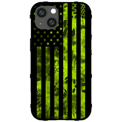 US Flag Subdued over Kryptek Camouflage Custom Printed Case Design (Choose Your Color Camo)
