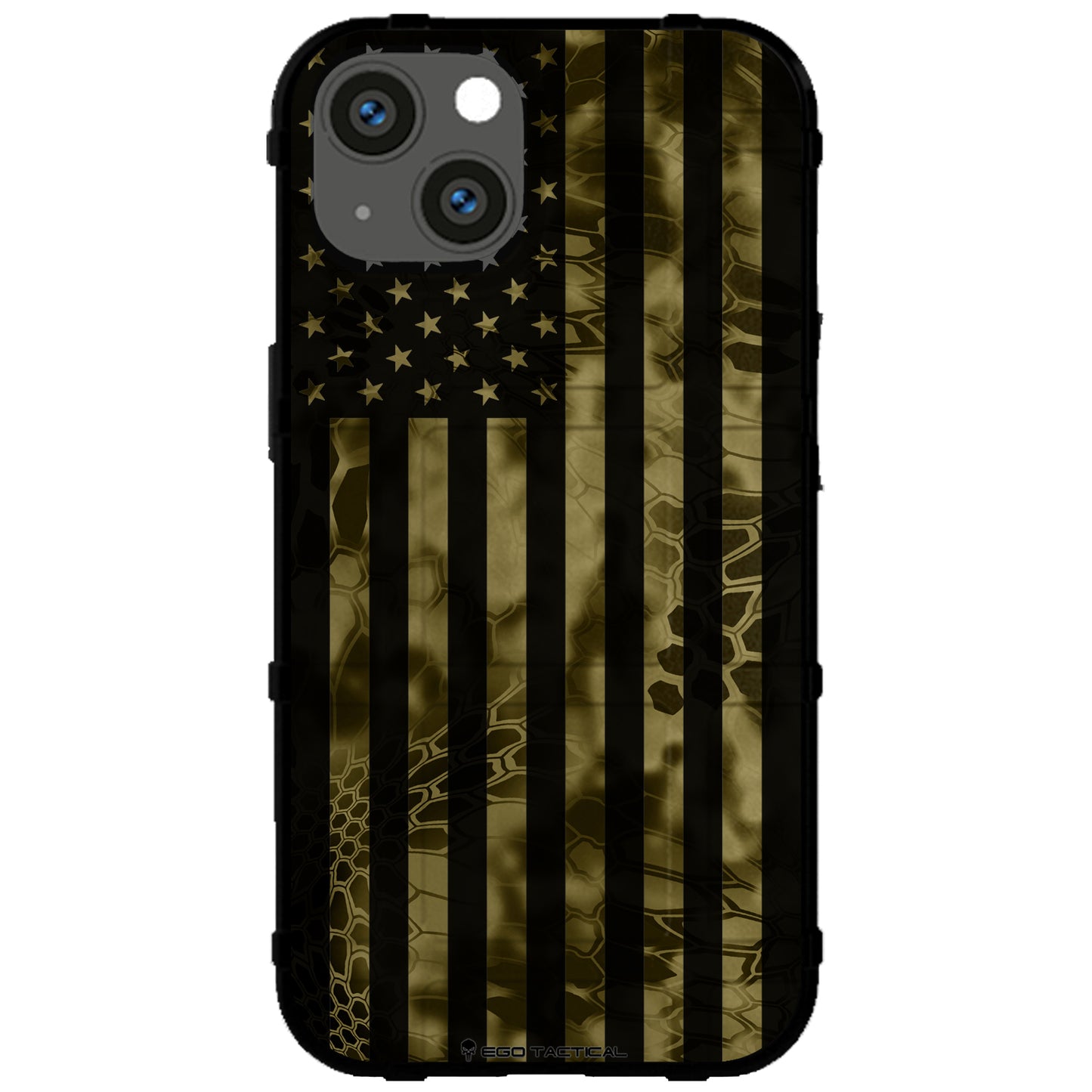 US Flag Subdued over Kryptek Camouflage Custom Printed Case Design (Choose Your Color Camo)