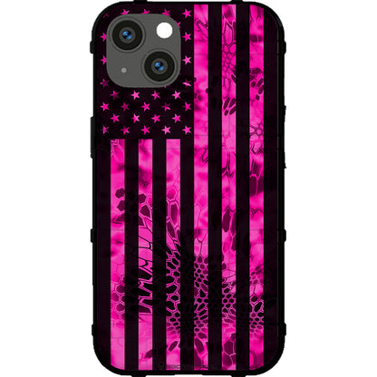 US Flag Subdued over Kryptek Camouflage Custom Printed Case Design (Choose Your Color Camo)