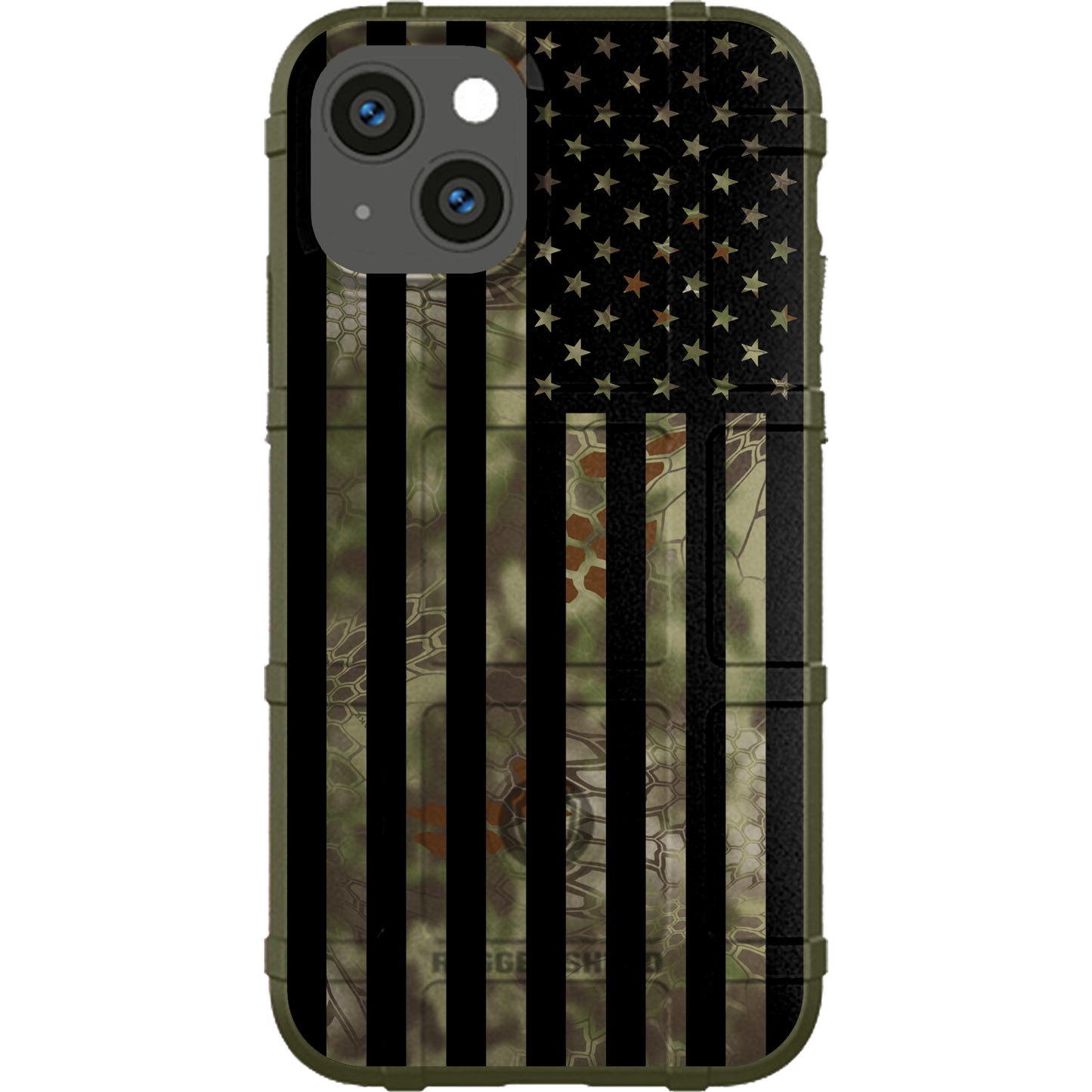 US Flag Subdued over Kryptek Camouflage Custom Printed Case Design (Choose Your Color Camo)