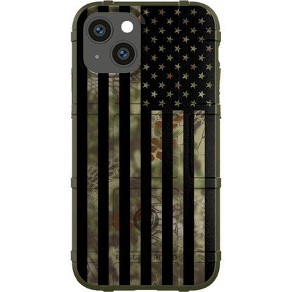 US Flag Subdued over Kryptek Camouflage Custom Printed Case Design (Choose Your Color Camo)