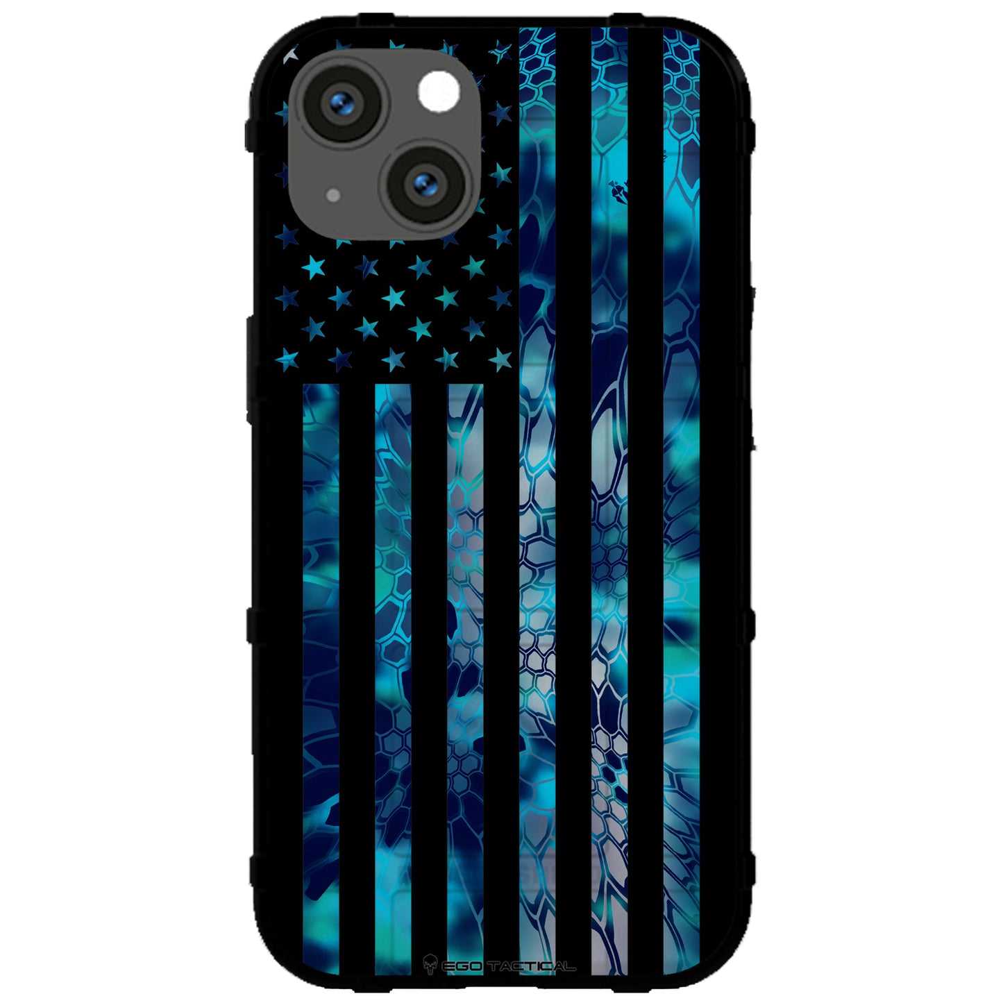 US Flag Subdued over Kryptek Camouflage Custom Printed Case Design (Choose Your Color Camo)