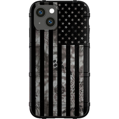 US Flag Subdued over Kryptek Camouflage Custom Printed Case Design (Choose Your Color Camo)