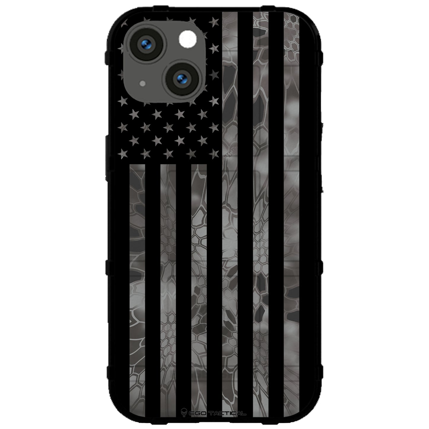 US Flag Subdued over Kryptek Camouflage Custom Printed Case Design (Choose Your Color Camo)