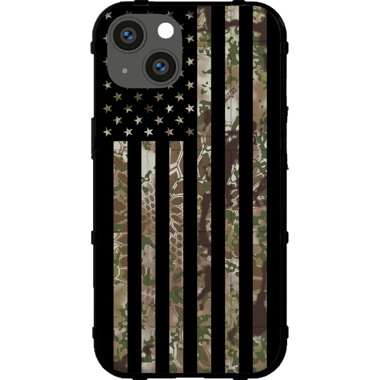 US Flag Subdued over Kryptek Camouflage Custom Printed Case Design (Choose Your Color Camo)
