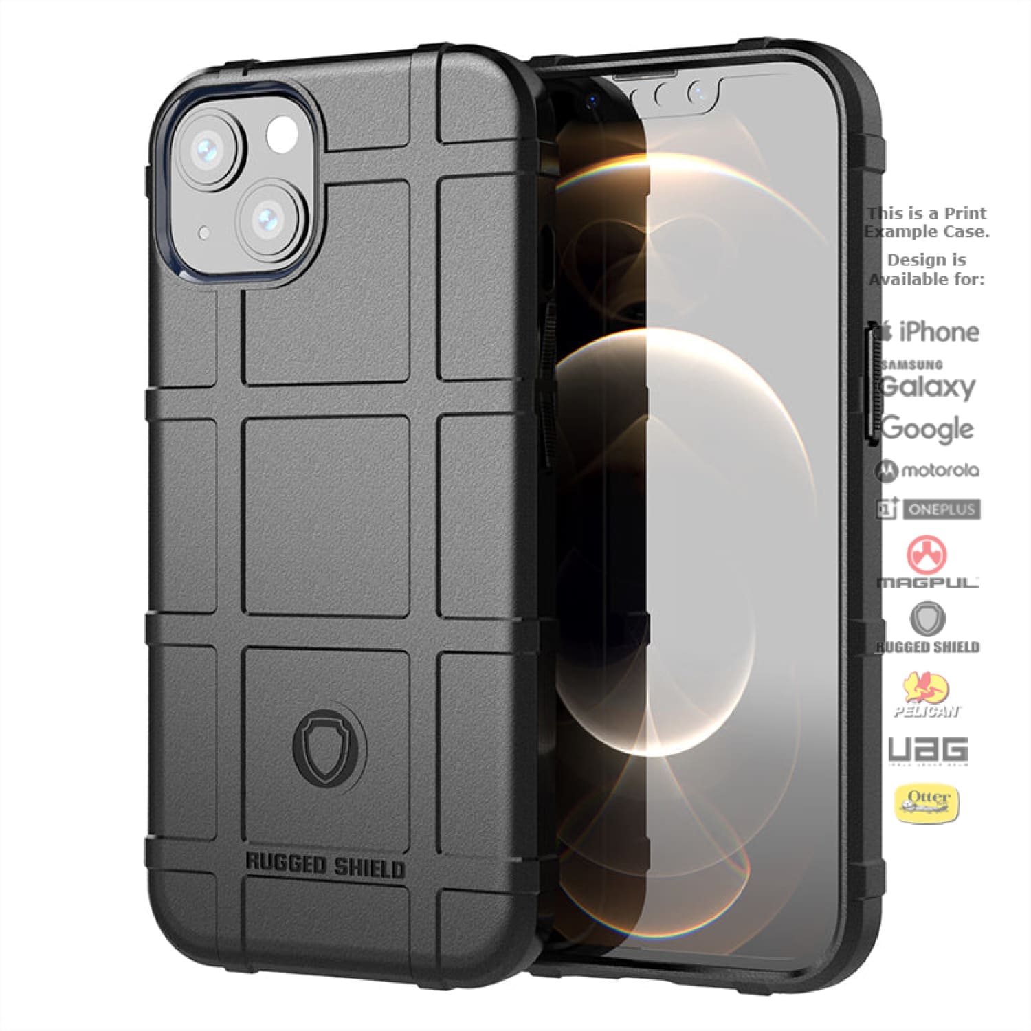 Rugged Shield Branded Solid Color Tpu Cases For Apple Iphone Models 14 - Black