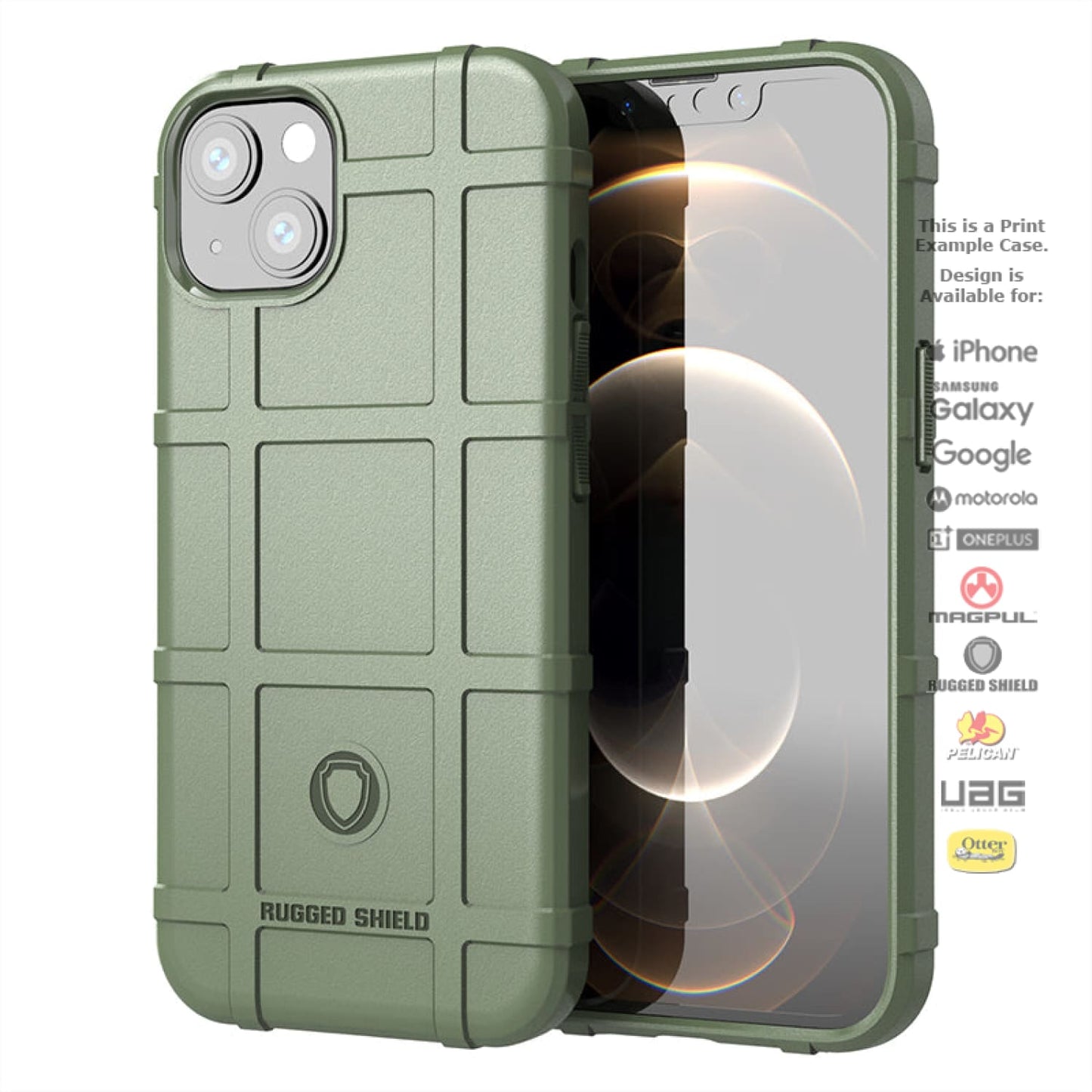 Rugged Shield Branded Solid Color Tpu Cases For Apple Iphone Models 14 - Od Green