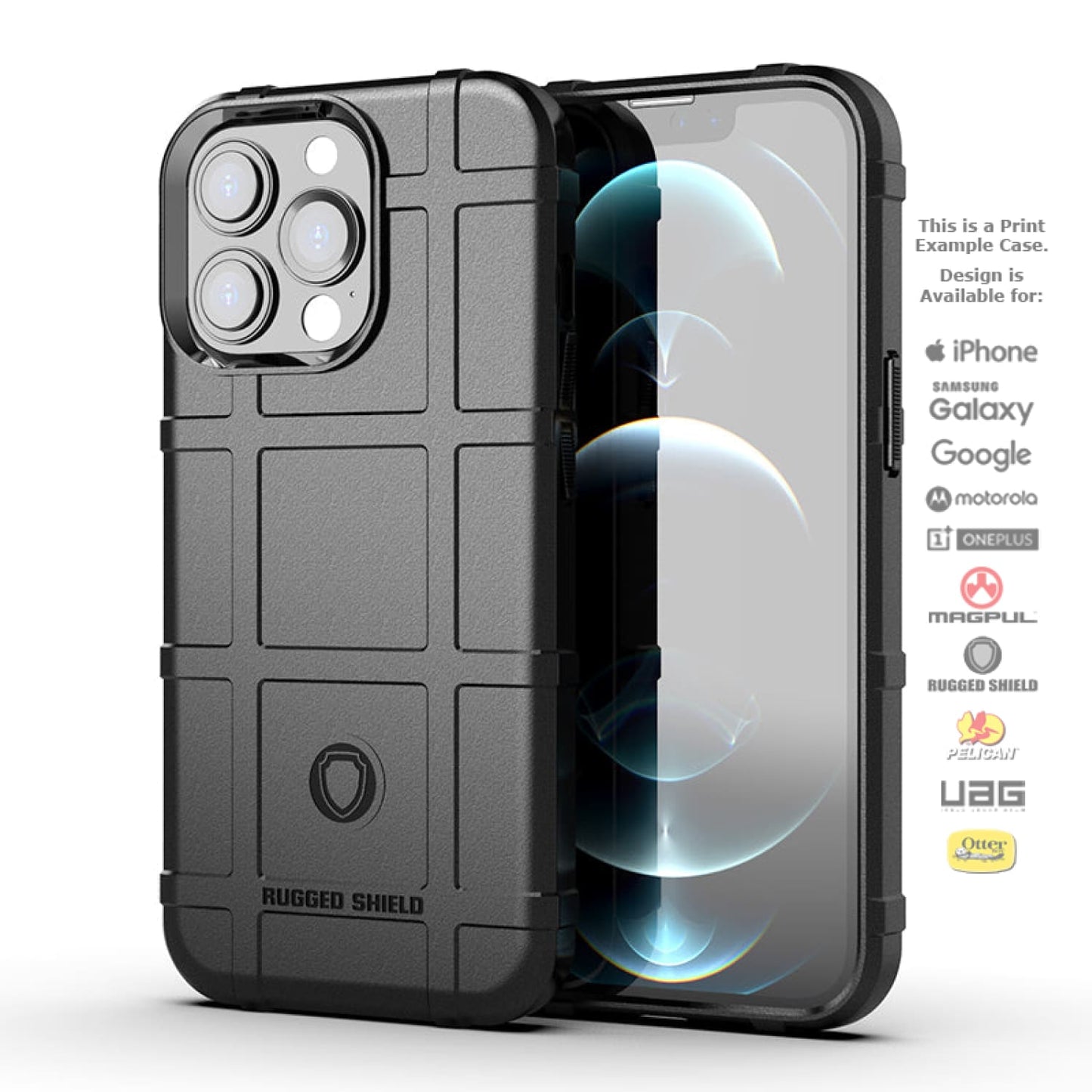Rugged Shield Branded Solid Color Tpu Cases For Apple Iphone Models 14 Pro - Black