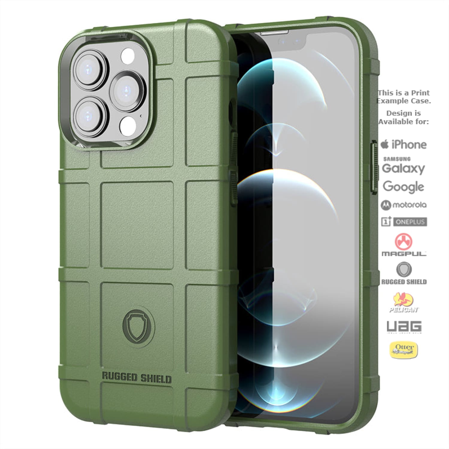 Rugged Shield Branded Solid Color Tpu Cases For Apple Iphone Models 14 Pro - Od Green