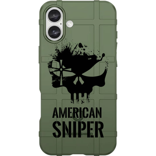 American Sniper Black Skull Black Logo Custom Printed Case Design on Green Case
