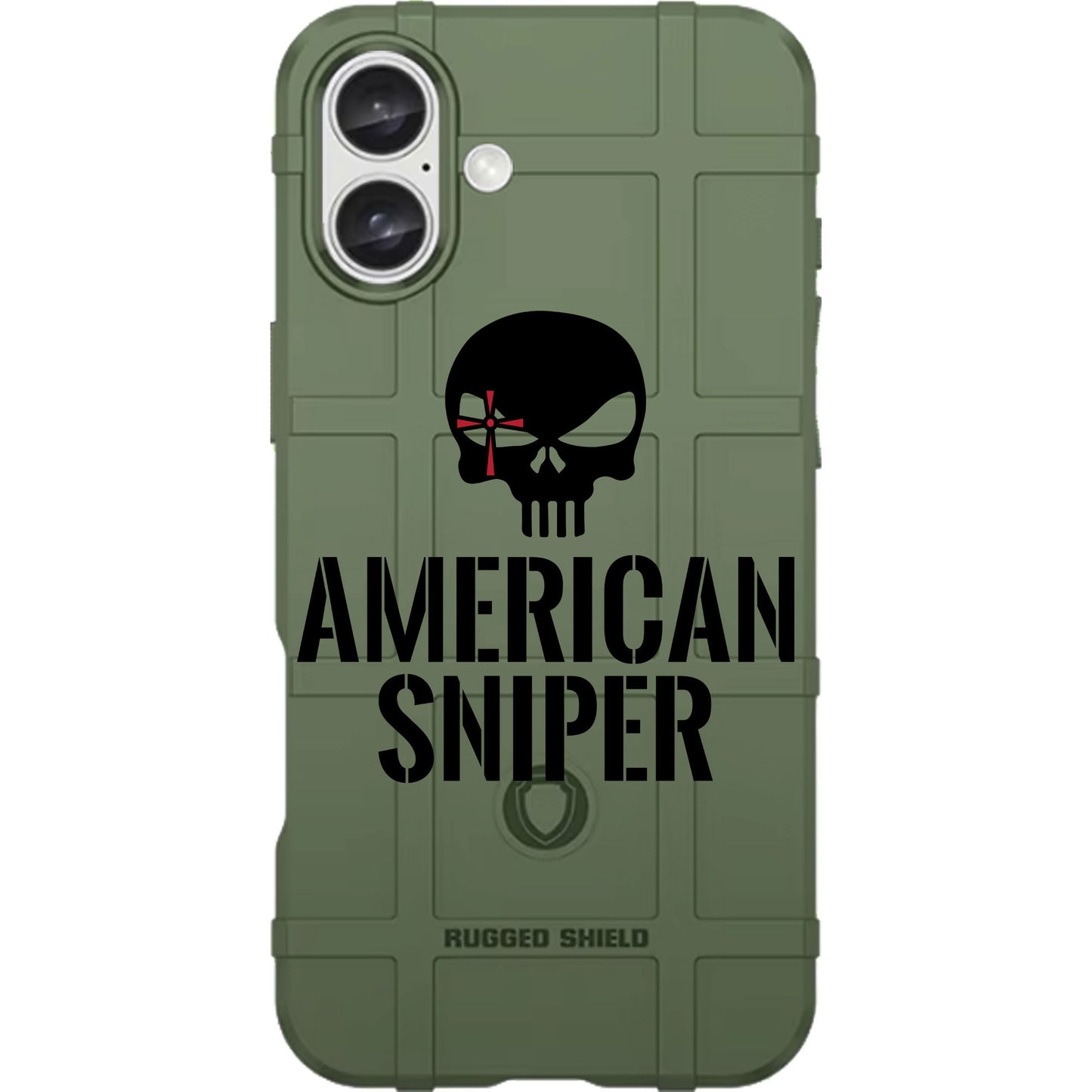American Sniper Black Skull Red Logo Custom Printed Case Design on Green Case