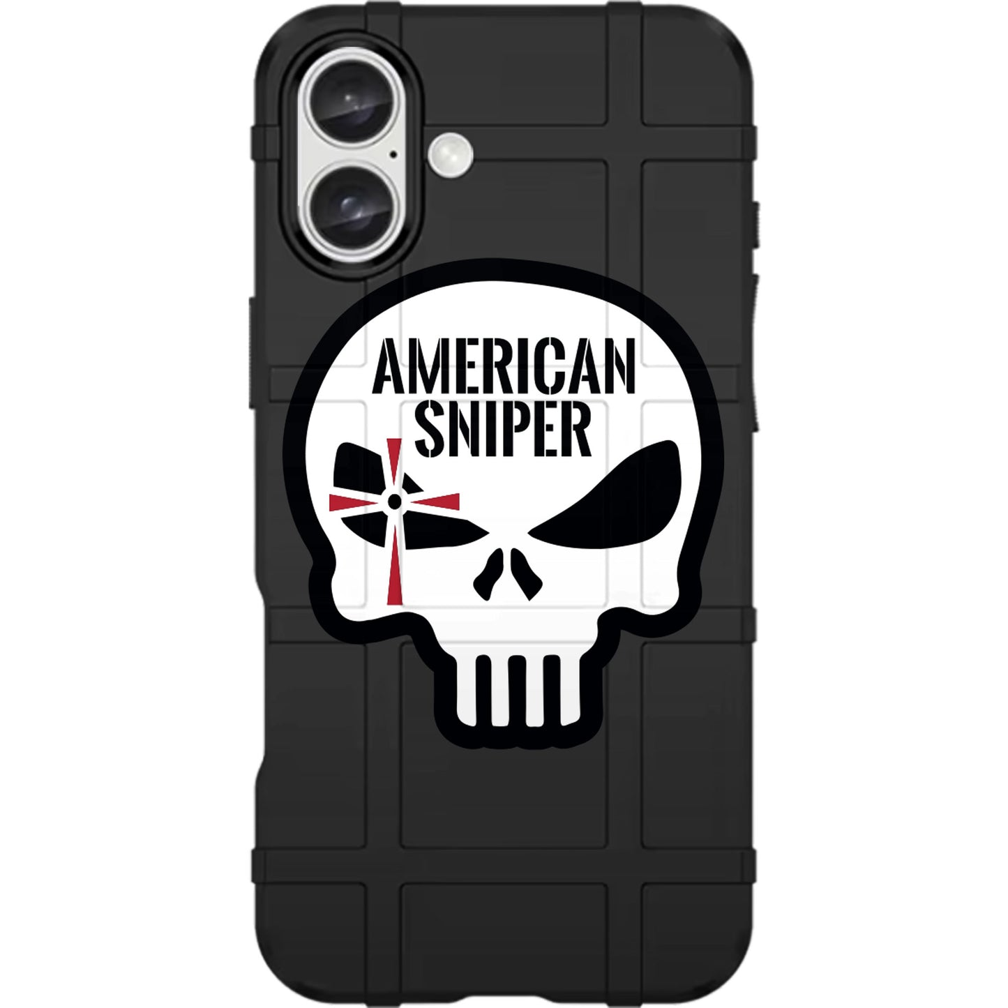 American Sniper White Skull Logo Red Cross Custom Printed Case Design on Black Case