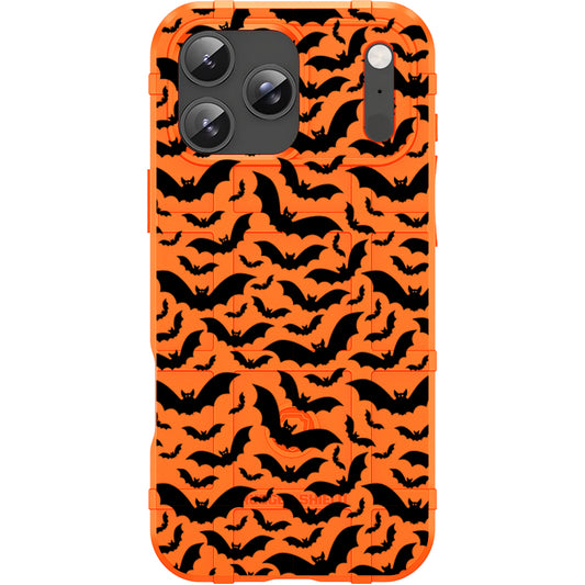 Orange Rugged Shield TPU Case with MagSafe Ring - Bats Design for iPhone 17 Pro & 17 Pro Max phone models