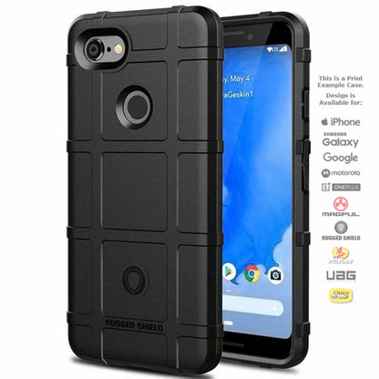 Rugged Shield Branded Solid Color Tpu Cases For Google Pixel Phone Models 3 - Black