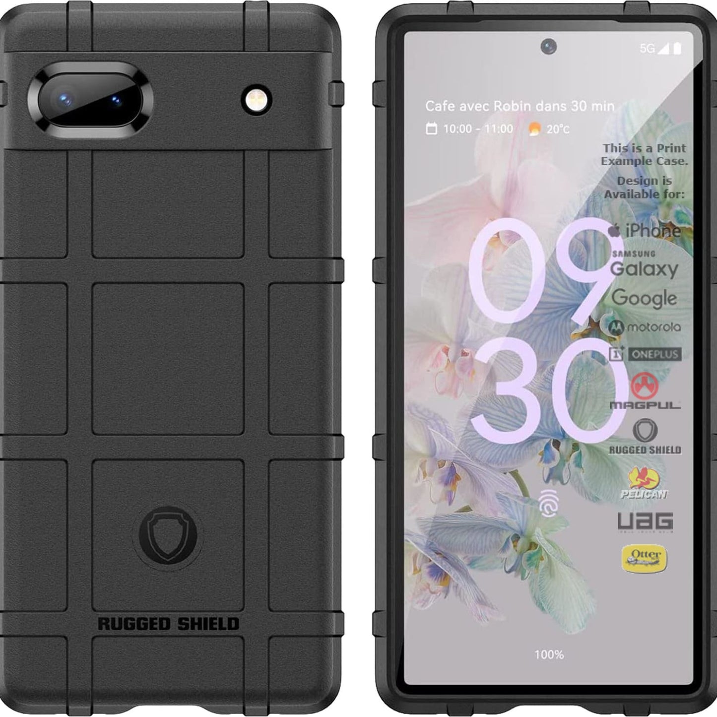 Rugged Shield Branded Solid Color Tpu Cases For Google Pixel Phone Models 6A 5G - Black
