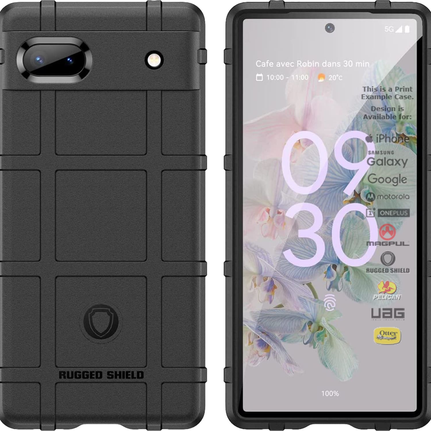 Rugged Shield Branded Solid Color Tpu Cases For Google Pixel Phone Models 6A 5G - Black