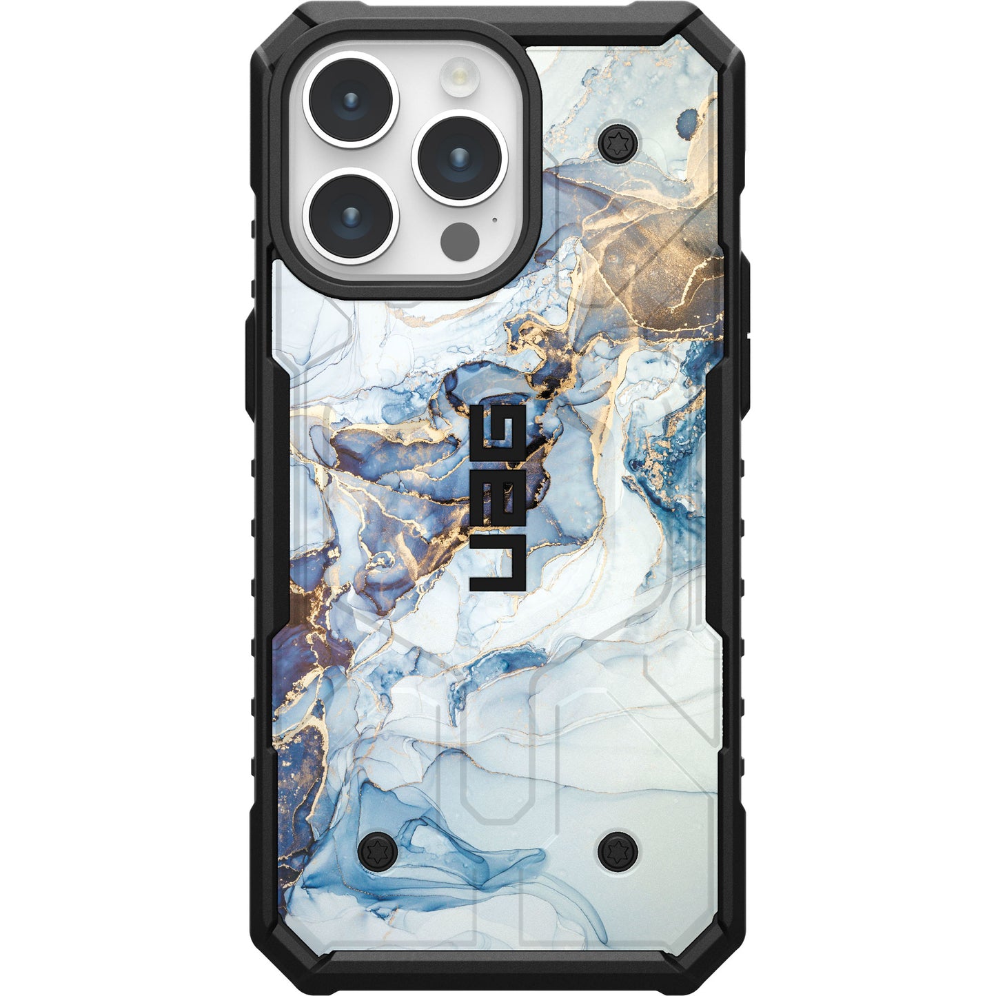 UAG PATHFINDER CASE WITH MAGSAFE FOR APPLE IPHONE - BLUE GOLD MARBLE WATERCOLOR